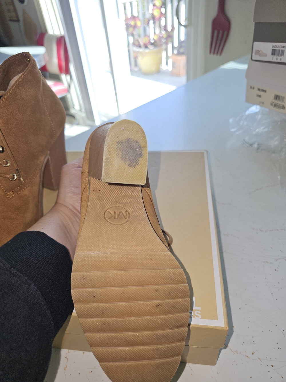 Michael Kors Cognac Suede Lace-Up High Heel Booties - Picture 10 of 14